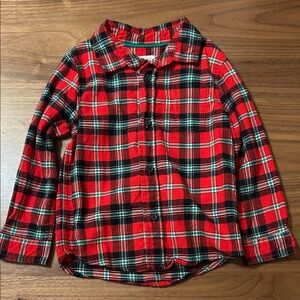Cat & Jack Festive Plaid Button Down Shirt Size 4T